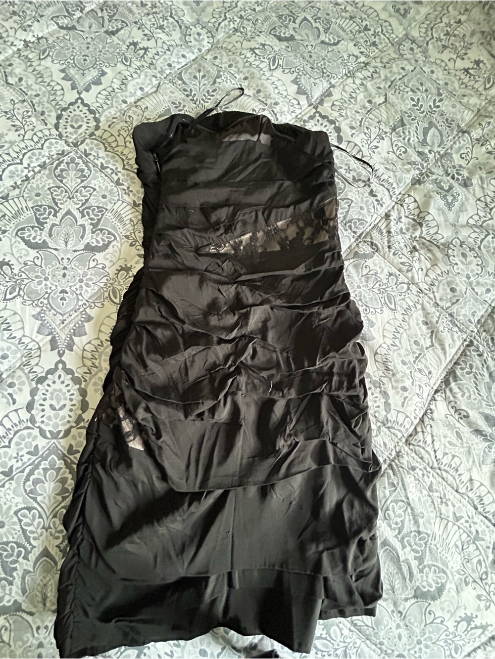 Express Black Strapless Ruched Cocktail Dress